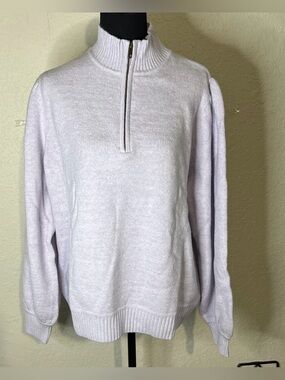 Universal Thread Women's 1/4 Zip Mock Neck Sweater Size 1X Lilac Puff Sleeve